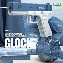  2023 New Water Gun Electric Glock Pistol Shooting Toy Full Automatic Summer Water Beach Toy For Kids Boys Girls Adults 