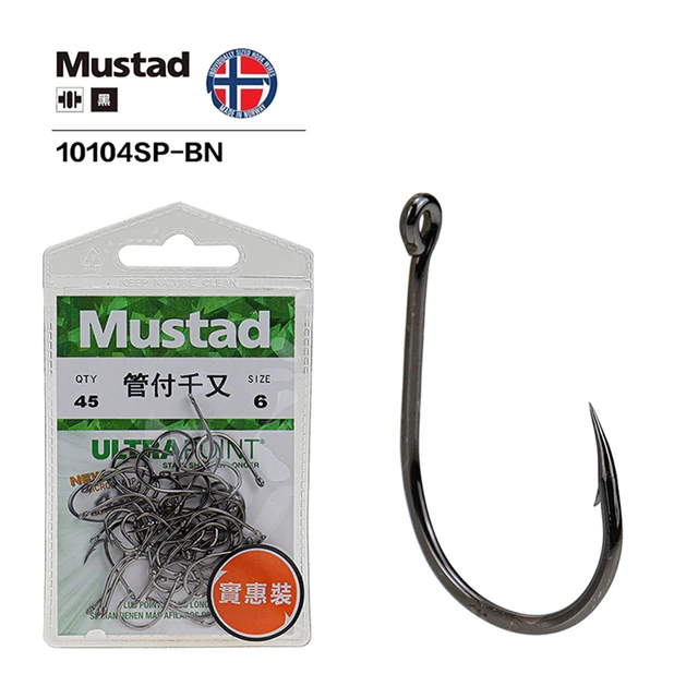 Mustad Origin J Sharp Black High Carbon Steel Fishing Hook,10104sp