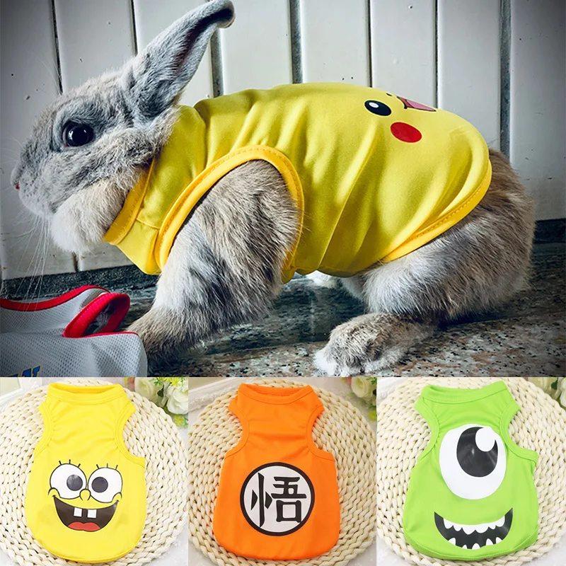 Pet clothes Summer Rabbit Cat Clothes Cute Cartoon Pet Vest for Cats Rabbits Bunny Clothing Kitten Sphynx Pullover Outfit ropa para gatos