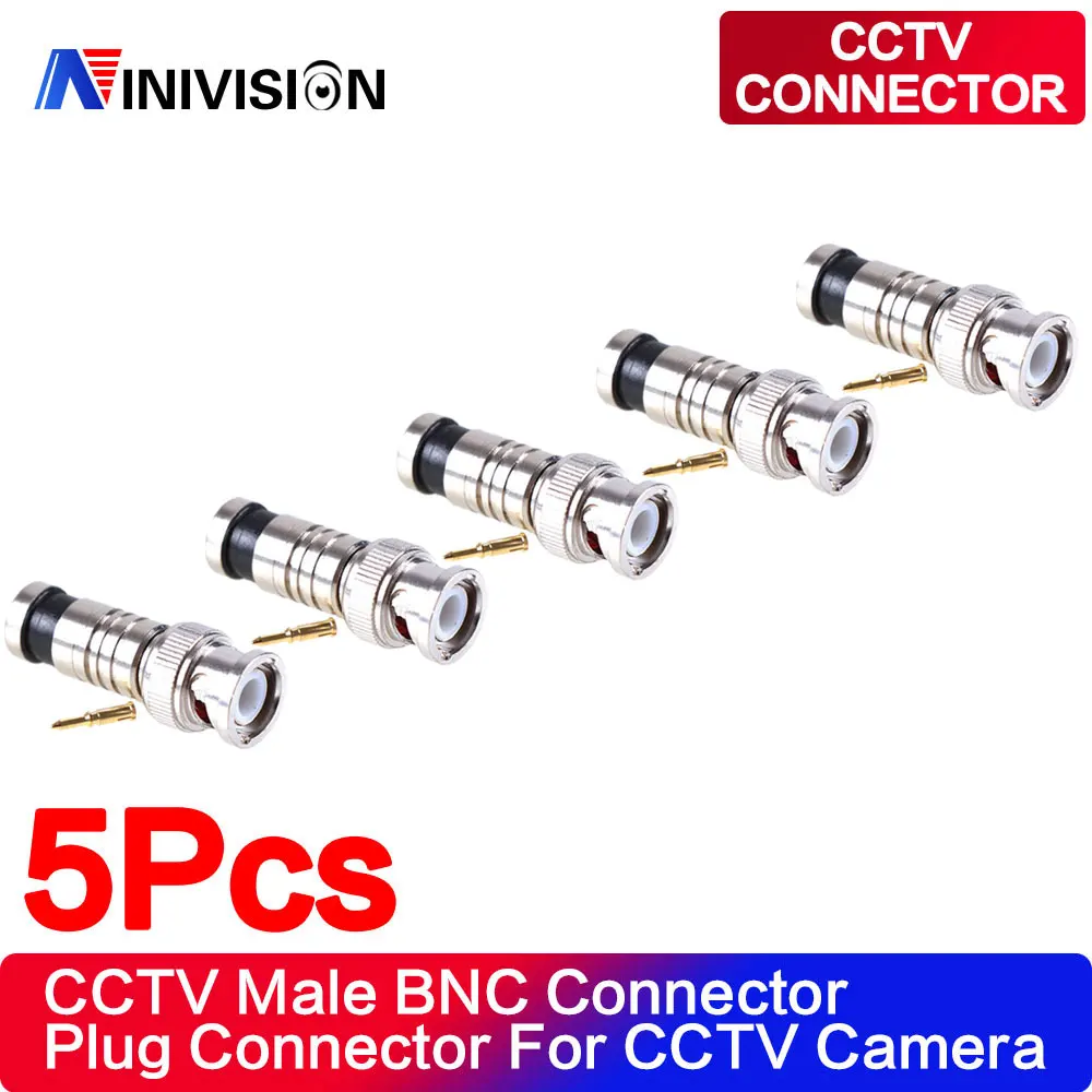 5X BNC Connector BNC To RG59 Male Comprassion Coax Connector Female to Female BNC Male to Male RCA Female BNC female to RCA Male