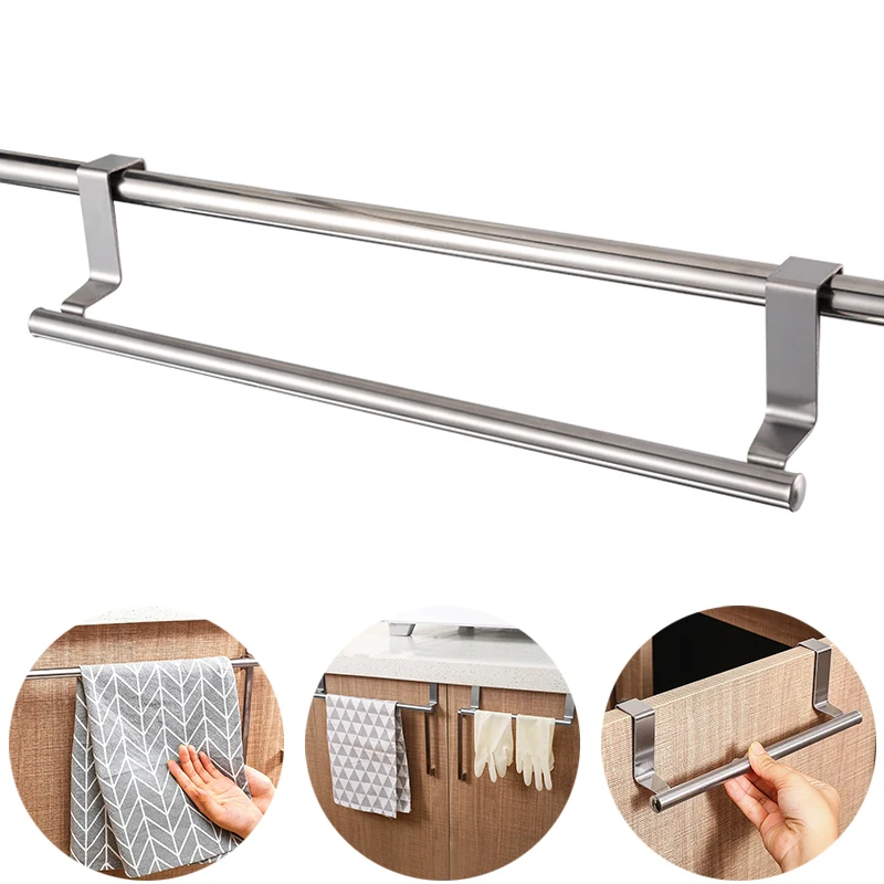 S/L Stainless Steel Single Pole Towel Rack Over Door Towel Bar Hanging Holder Stainless Steel Bathroom Cabinet Rag Rack