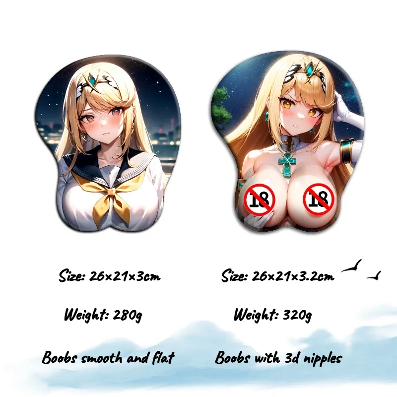Nsfw Nude 3D Nipples Xenoblade Chairs Mythra Sexy 3D Breast Mouse Pad Anime Pad Con Polso Oppai Large Table Mat
