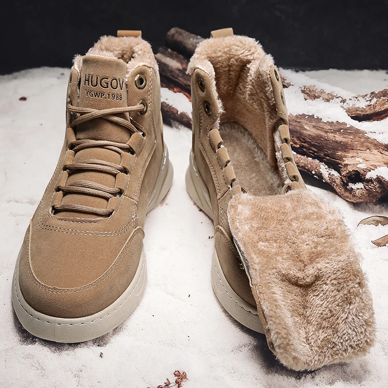 Men Sneakers Outdoor Boots Men Leather Boots Super Warm Winter Fur Suede Leather Snow Boots
