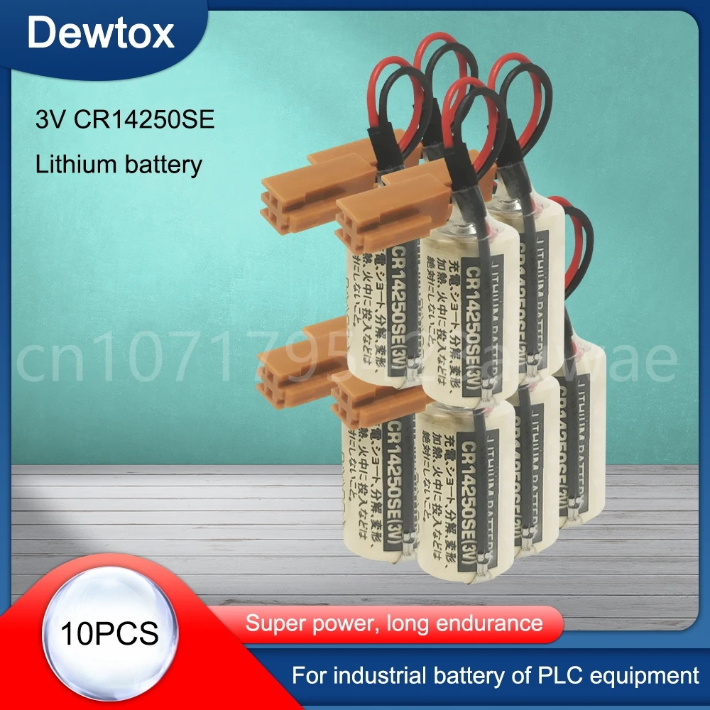 

10PCS Original CR14250SE 3V 1000mAh CR1/2AA CR14250 14250 CNC PLC Industrial Battery with Brown Plug