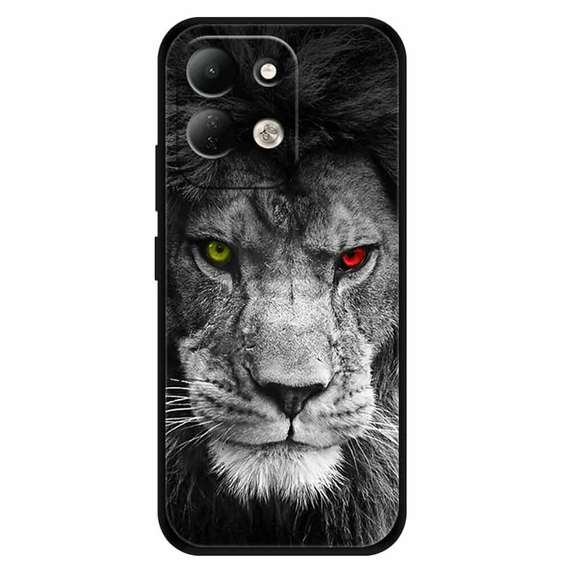 Lion Design Soft Silicone Phone Cover - Black TPU Bumper Case