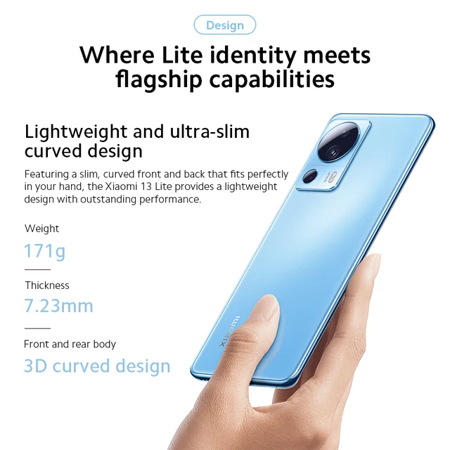 Global Version Xiaomi Mi 13 Lite 128GB 256GB 50MP Triple Camera 6.55'' AMOLED Display Snapdragon 7 Gen 1 Octa Core 4