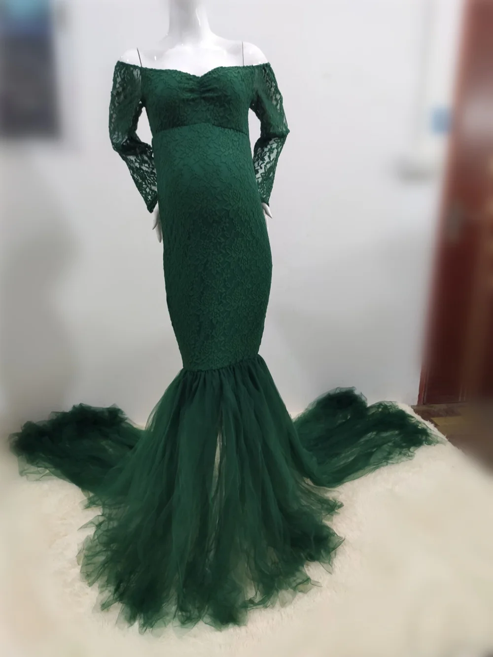 Elegence Maternity Photography Props Dresses Lace Mesh Long Pregnancy Dress For Pregnant Women Maxi Maternity Gown Photo Shoots (11)