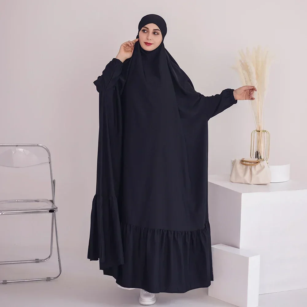Eid Hooded Abaya for Women Muslim One Piece Jilbab Prayer Hijab Dress Ramadan Islamic Clothes Abayas Dubai Turkey Djellaba Niqab