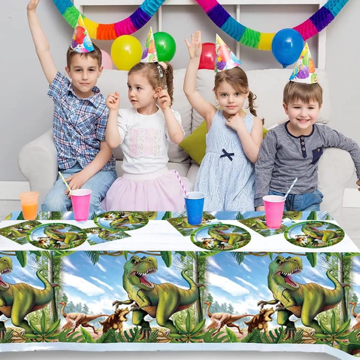 Dinosaur Tablecloth Birthday Decoration Cartoon Dinosaur Disposable Table Cloth Table Cover 1/5pcs Kid Favor Gift Party Supplies