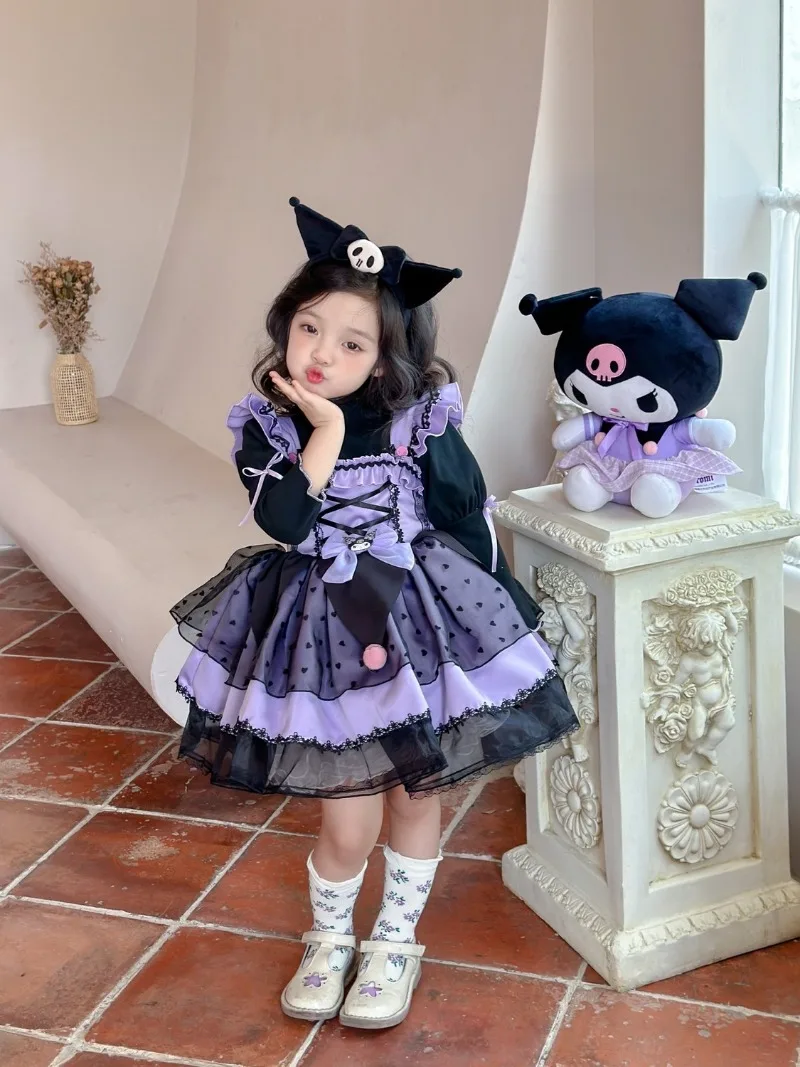 Vestido de princesa Kawaii infantil, Sanrio Kuromi, Lolita, Roupas de festa  para meninas, Impressão de moda, Vestidos Laço, Halloween - AliExpress