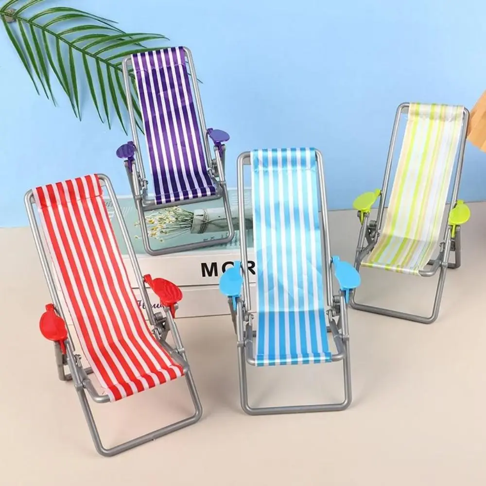 Mini 1/12 Dollhouse Chair Wooden Multicolors Summer Vacation Beach Chair 10.9*6.2*6.6cm Camping Chair Ornament For ob11 Doll