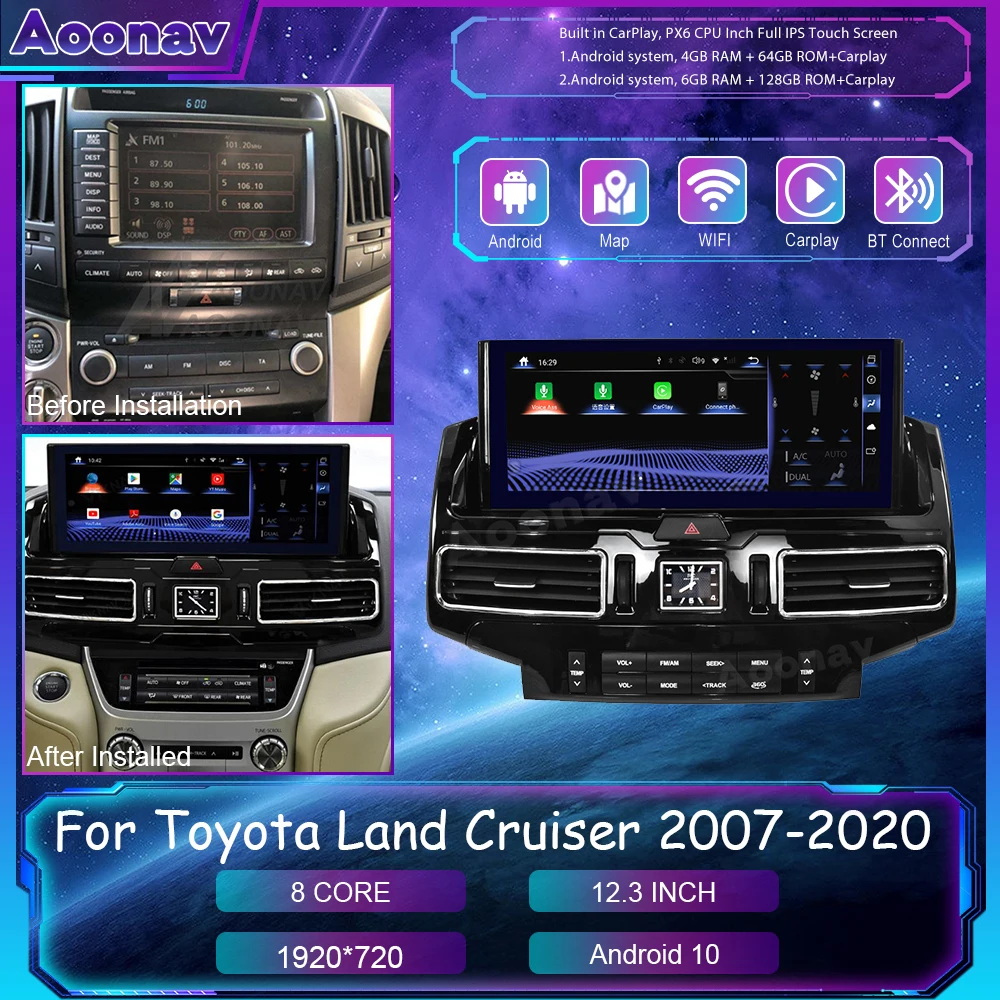 

Android 128G Car Radio For Toyota Land Cruiser 200 LC200 2007 2008 2009 2010-2015 GPS Navigation Multimedia Player Touch Sceen