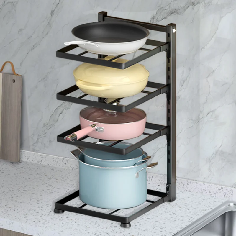 Kitchen Organizer Rack Adjustable Pot Cabinet Rack Holder Multi-layer Home Frying Pan Holder Pot Bowl Storage Racks Dropshipping 5