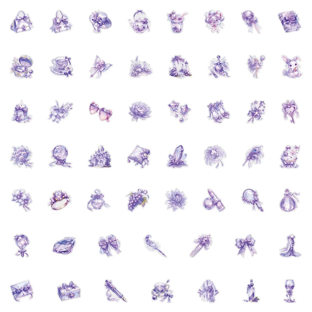 50Pcs 보라색 꿈 애완 동물 스티커 소녀의 심장 장식 노트북 물병 데스크탑 편지지 노트북 스티커