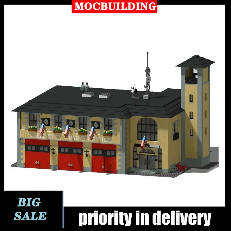 MOC 704PCS Fire Truck Building Blocks City Rescue Vehicle Model