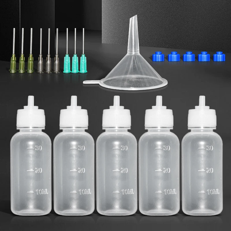 Dispensers Applicator Kit Plastic Squeeze BottlessDropping Tube Nozzle and Blunt Tip Needle etc Works for Liquid Glue and Ink