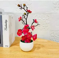 Lifelike Bonsai Tree with Decorative Pot - Perfect for Home and Garden Decor (Pink)