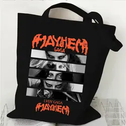 Lady Gaga Mayhem Tour 2025 Hip - Hop Style Canvas Shopper Tote Bag (A2219 - 1BLACK)