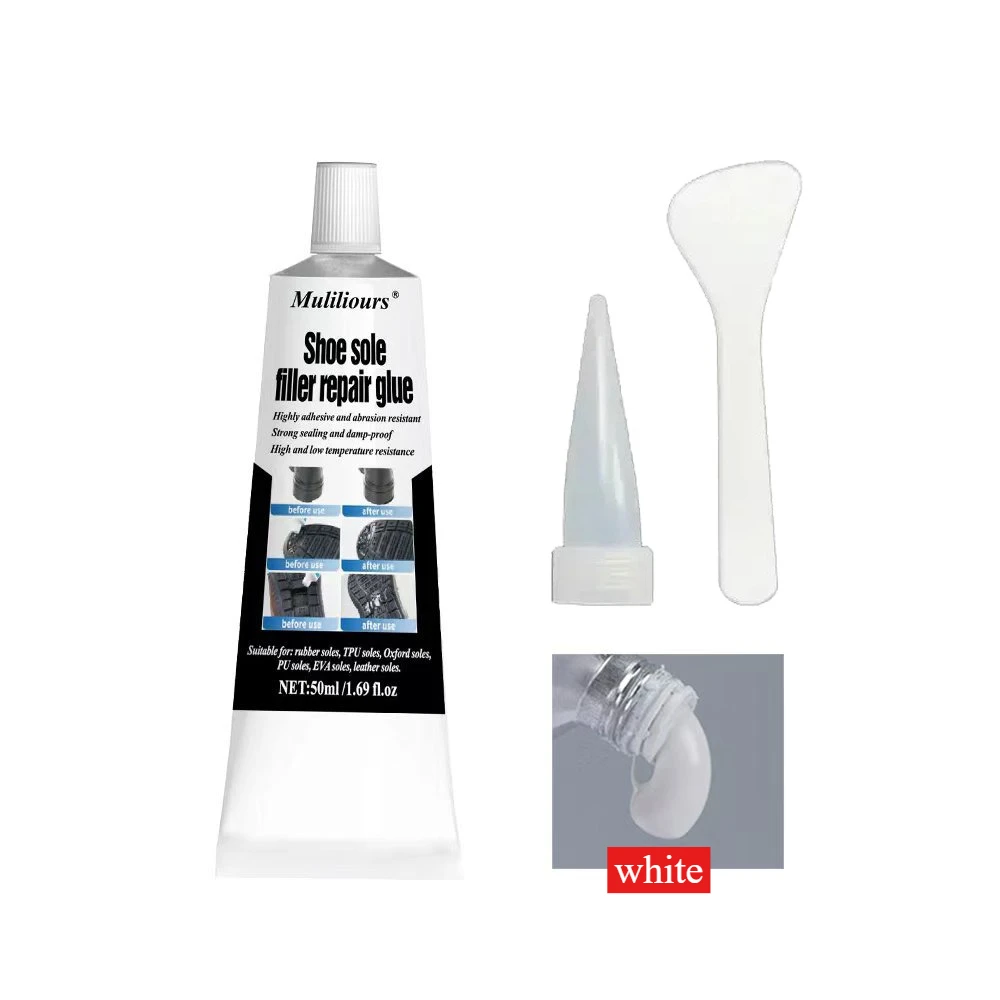 Kit de cola para reparo de sapato, 2 peças, sola branca e preta, à prova d'água, secagem rápida, cola de reparo, resistente ao desgaste, selante, agente de reparo de rachaduras