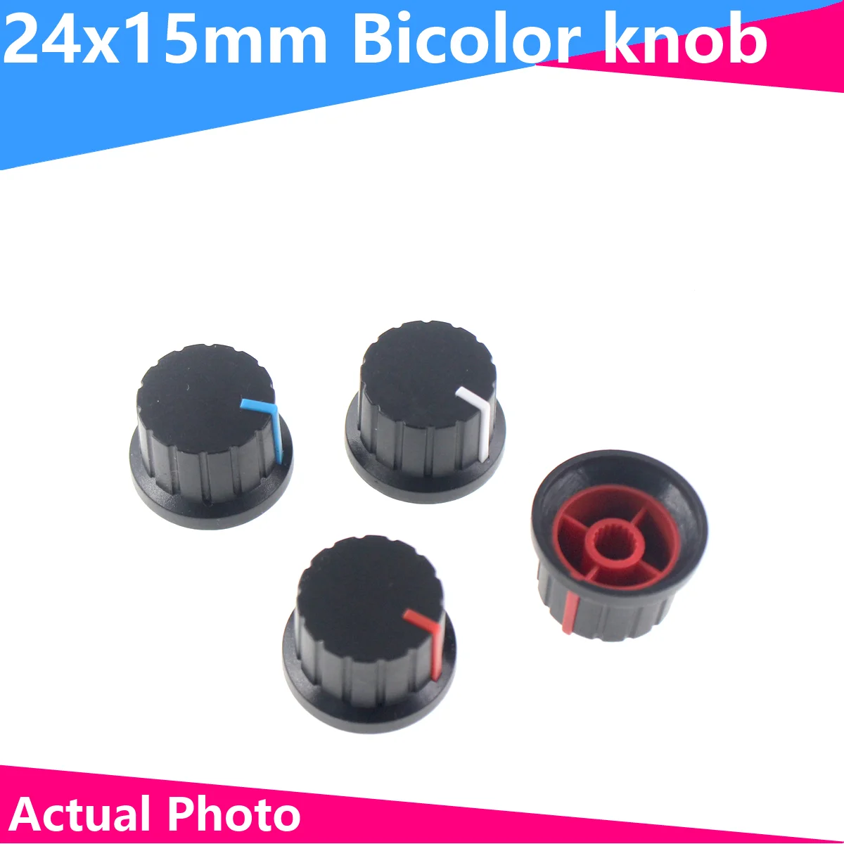 10PCS Dual color knob 24 with indication plastic knob 6mm potentiometer cap speaker knob straw hat amplifier knob