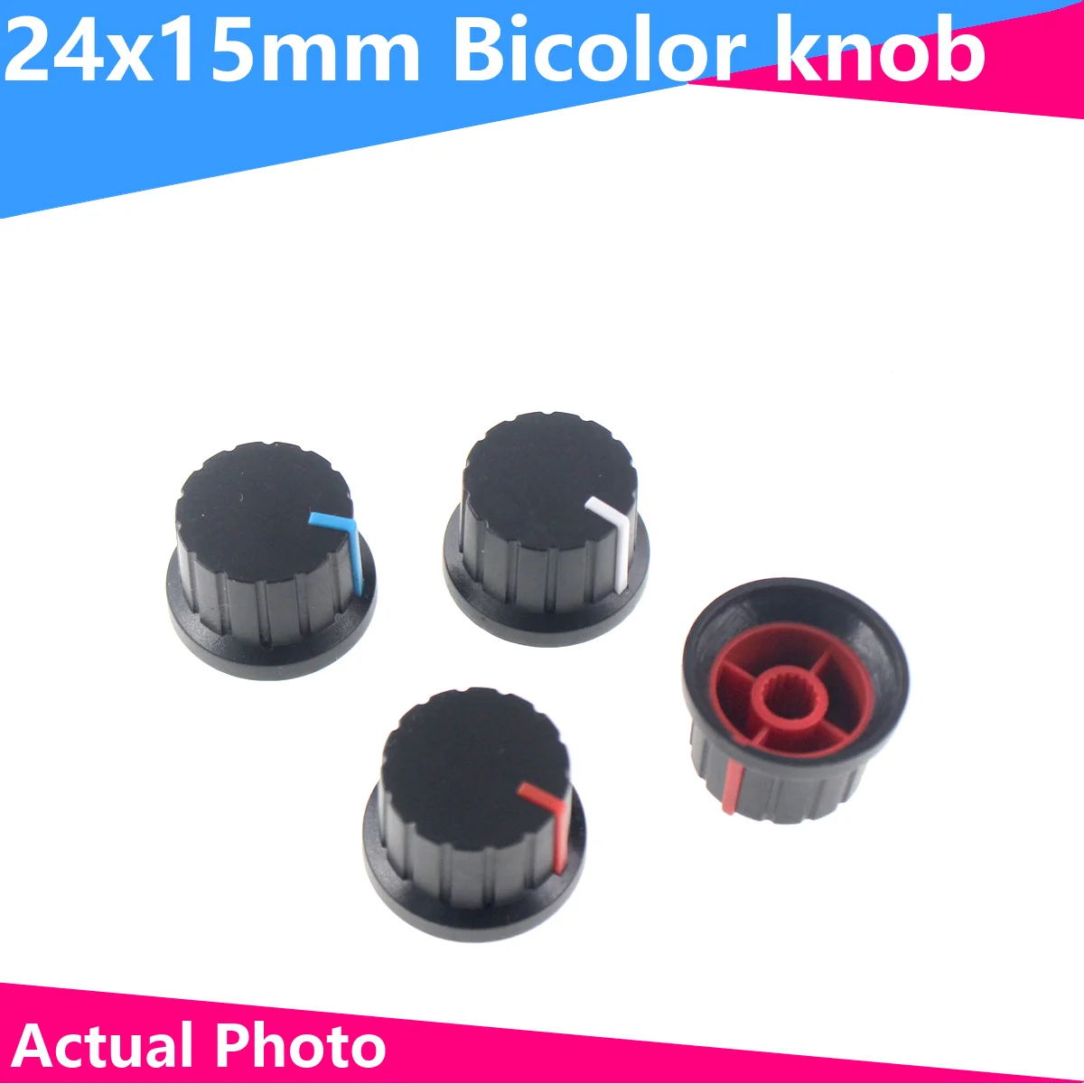 10PCS Dual color knob 24 with indication plastic knob 6mm potentiometer cap speaker knob straw hat amplifier knob 10pcs 2 x 16 per sheet shooting target paper splash target paper free 6pcs 6 5cm eva target paper straw target fixing peg