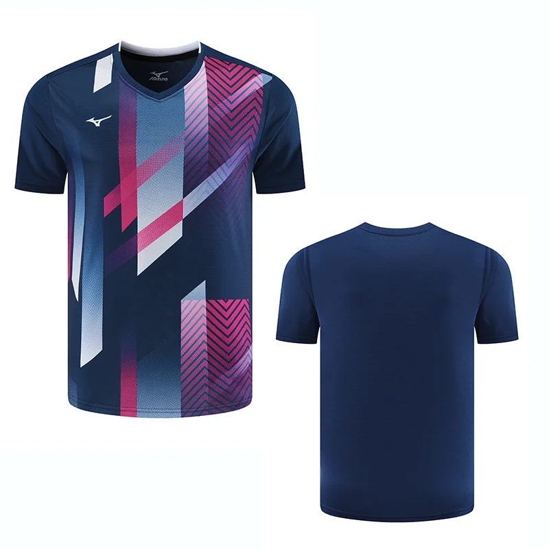 A set of men's and women's table tennis T-shirt shorts quick dry material breathable sweat absorption half sleeve badminton T-sh