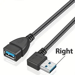High - Speed USB 3.0 Right Angle Extension Cable with 90° Adapter for Enhanced Data Transfer & Fast Charging (Right 1pc)