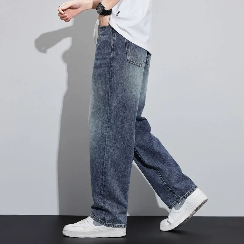 Men's Loose Wide Leg Trendy Versatile Pants Straight Brand All Matching Young Pants High Quality Summer Autumn Denim Jeans 5