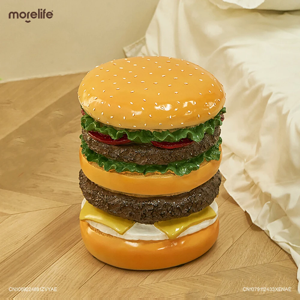 

Cartoon Food Resin Burger Stools Footstool Ottoman Living Room Shoe Changing Stool Side Table Decoration Gift Home Furniture