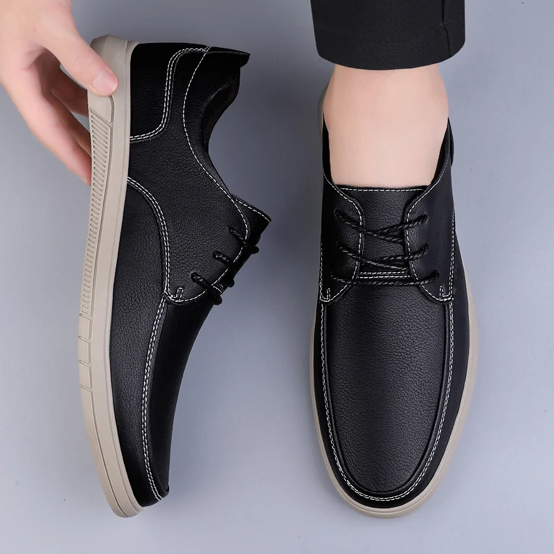 Spring Soft Soled Business Oxford Shoes Men Brand Leather Shoes Business Formal Lace Up Casual Loafers Comfortable Driving Shoes 3
