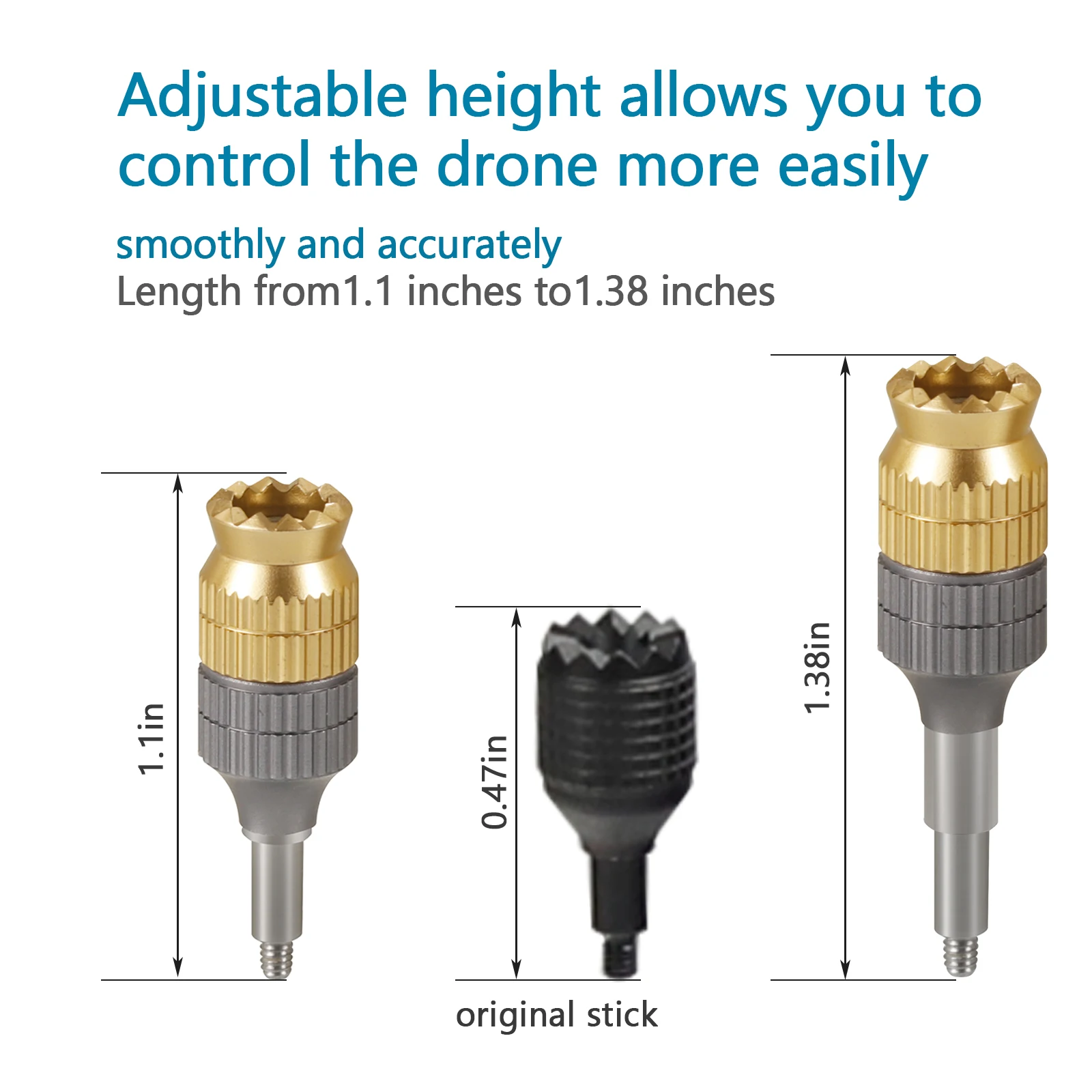 Pack de deux joysticks télescopiques pour DJI FPV, avec outil de réglage et écrous de verrouillage.