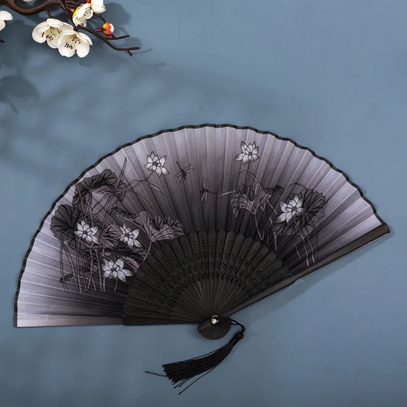 Foldable Silk Hand Fan - Bamboo Halloween Cosplay Prop  Party Decoration