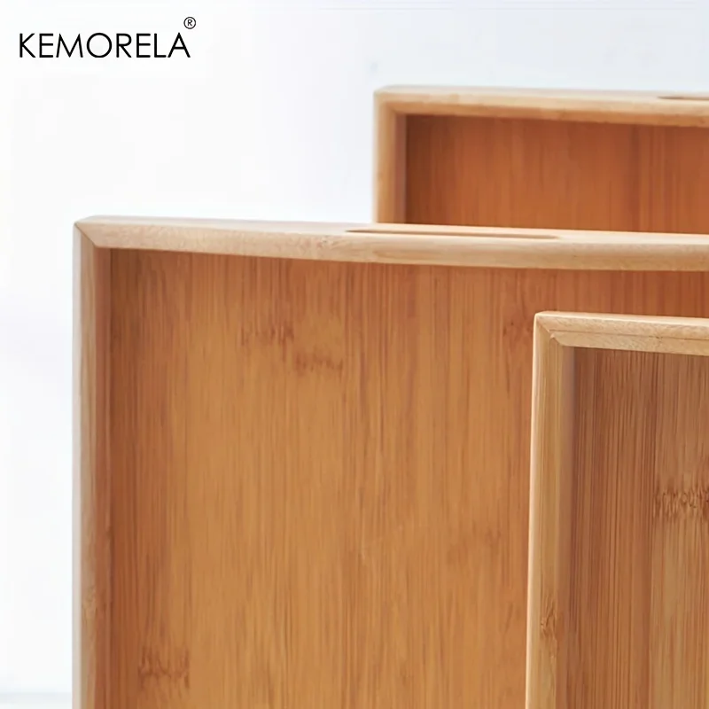 Bamboo Wooden Tea Tray Rectangular Solid Wood Tea Cup Trays Hotel Dinner Plate Storage Utensils With Handles Elegant Tableware Wooden Serving Tray