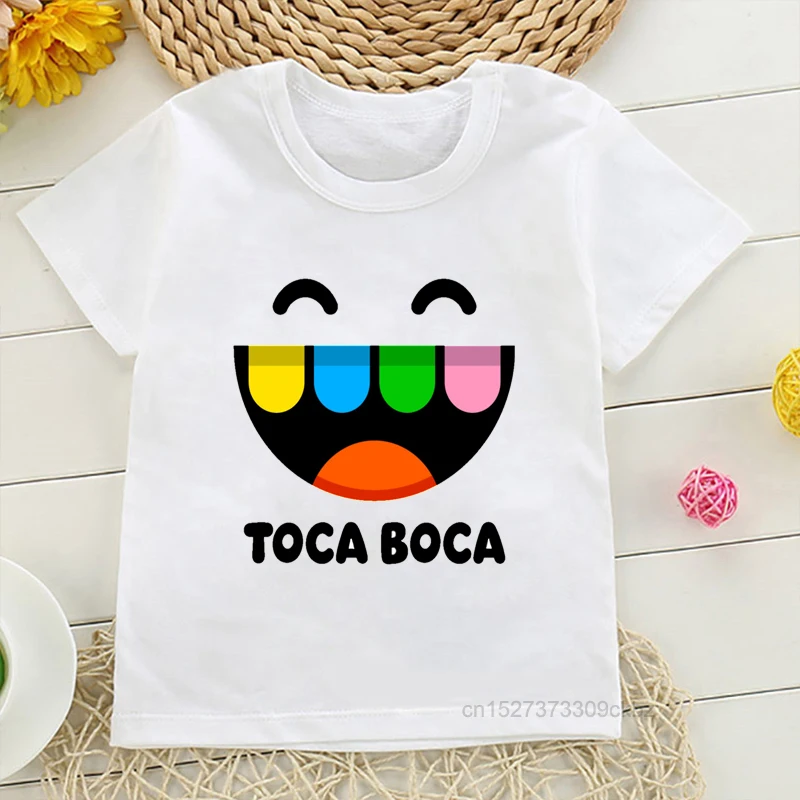 New Toca Life World Print Kids T-shirt Baby Boys Gift Children\'s Short-sleeved Toca Boca Girls Cartoon Animation Game Top