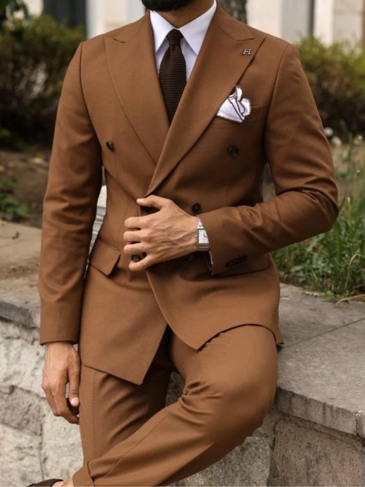 

Brown Complete Set Men's Business Suits Wedding Tuxedos Formal Work Clothes Elegant Men's Suits 2-piece Set Jacket Pants