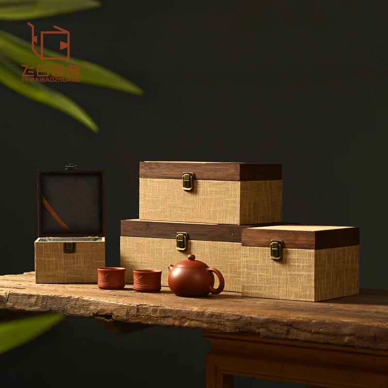 

Beige Dark Cover Brocade Box, Exquisite Cloth Box, Master Cup Teapot, High-End, Jianzhan Packaging Gift Box, Customization