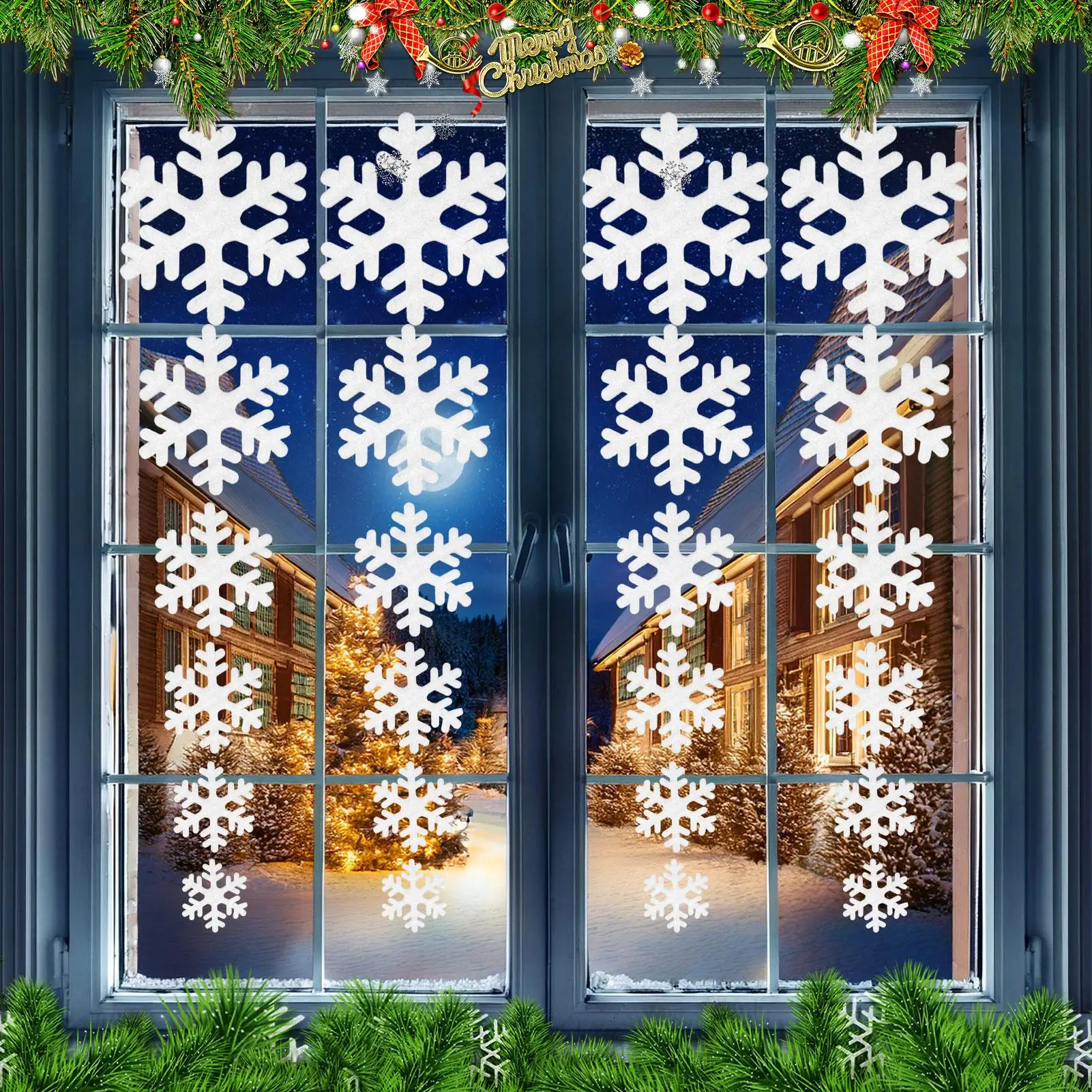 Snowflake Christmas Ornaments 21 Pieces Christmas Tree Ornament Decor Front Door Snowflake Ornament For Winter Outdoor Home