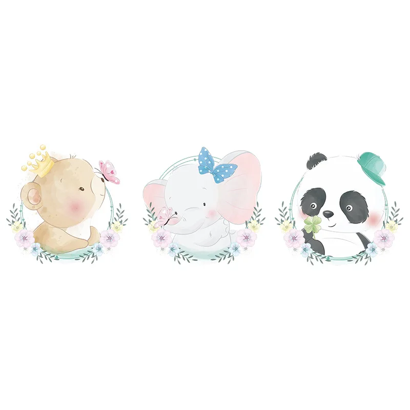 Kawaii Animals Cartoon Wall Stikers for Baby Room Decoration Hippo Lion Panda Bedroom Livingroom Wall Decor Accessories Decals 