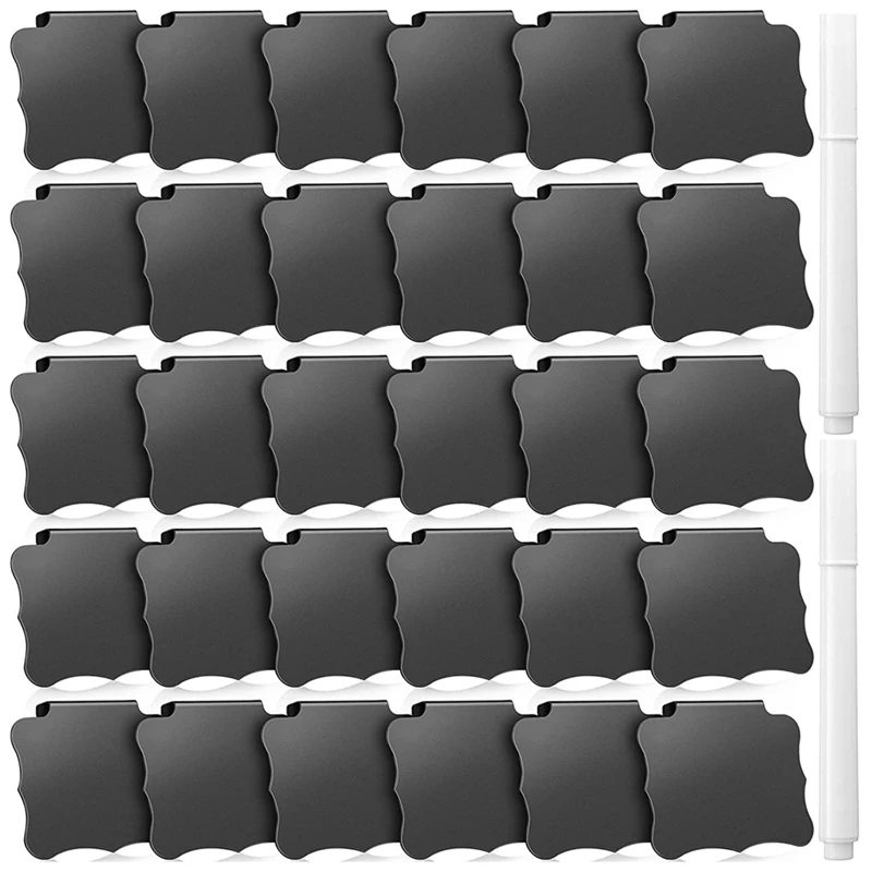 gold plant pot 32 Pieces Basket Labels Clips and Pens Set, Includes 32 Pieces Kitchen Clip Label Holder and 2 Pieces Chalk best flowers for hanging baskets
