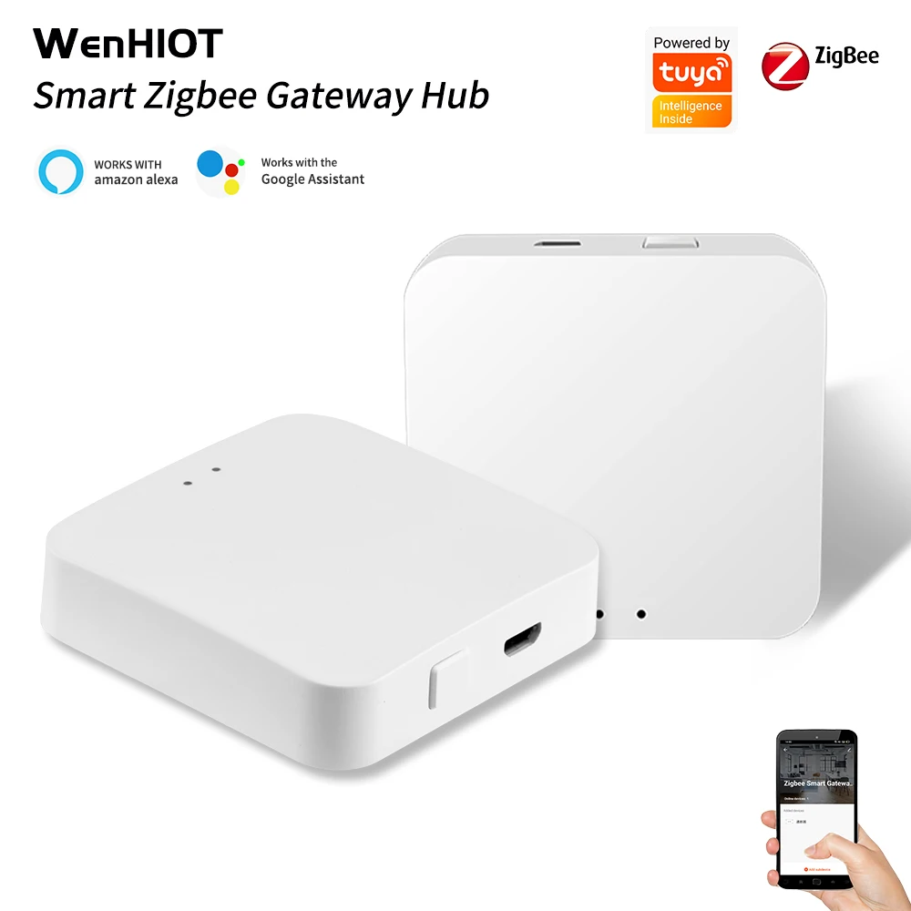 WENHIOT Tuya ZigBee Gateway Home Intelligent Wireless Network Switch Hub APP Wireless Remote Control and Alexa Google tuya zigbee 3 0 smart hub wireless wired gateway bridge for app voice remote control works with alexa google home assistant