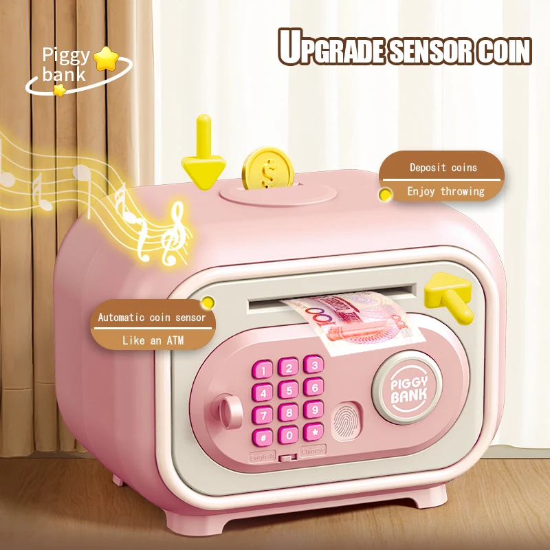 Electronic Piggy Bank Children Safe Cash Money Bank Mini ATM With Password Banknote House Saving Period for Kids 3 Year Gifts