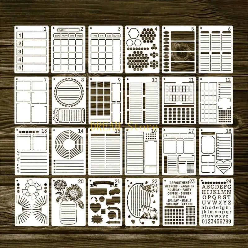 DIY 체크리스트 알파벳 달력 24개를 위한 다용도 저널 플래너 스텐실 베스트 세일