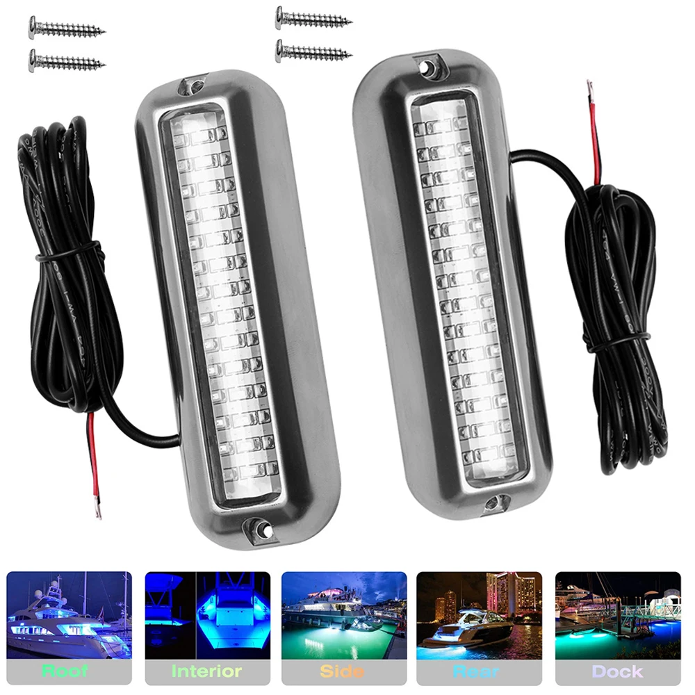 2Pcs 42 LED Yacht Underwater Light Navigation Lamp for Truck Boat Stern Anchor Light Marine Boat Sailing Signal Light 5 Inch New colorful remote control diving light waterproof underwater knob light aquarium light