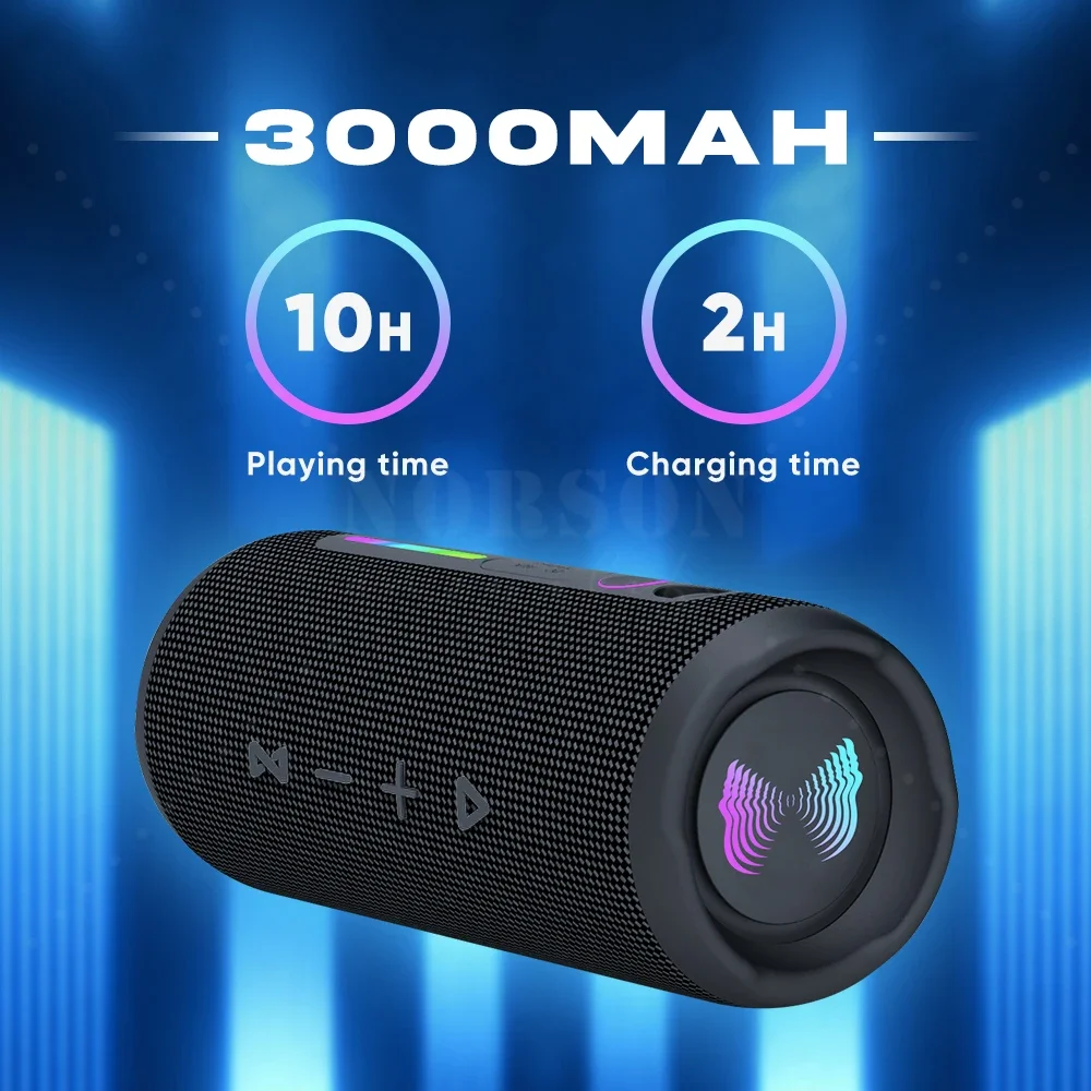 NOAVSUR 360° Surround Sound Bluetooth Speaker, Dual 15W Bass, IPX7 Waterproof ,Party Outdoor Camping EQ Adjustable 4