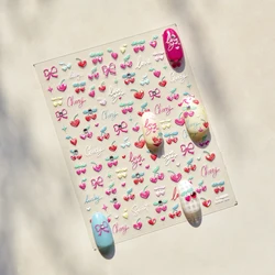 Vibrant Red Butterfly 5D Nail Art Stickers - Spring Flower Relief Design (To4865)