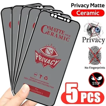 1-5 pezzi protezione schermo privacy in ceramica opaca per iPhone 14 11 12 13 15 16 17 Pro Max Air pellicola antispia per iPhone 7 8 Plus XR XS