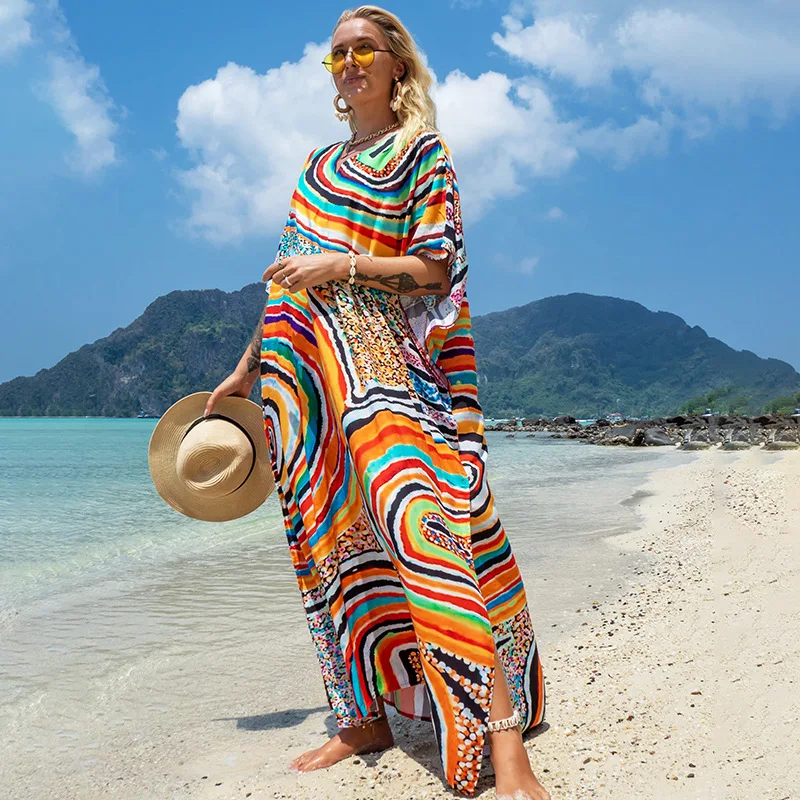 

Beach Dresses for Women 2024 Leopard Printed Kaftans Swimsuit Cover Ups for Swimwear Bohemian Bathing Suits BeachwearMatch