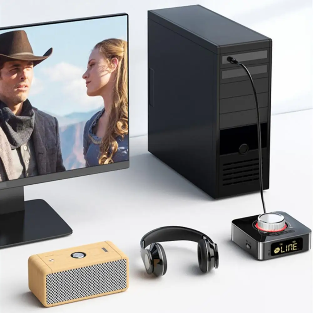 5.0 오디오 어댑터 TV 리시버 송신기, 2 in 1, 3.5mm AUX RCA TF/U 디스크 잭, 가정용 자동차 스테레오용 LED 디스플레이