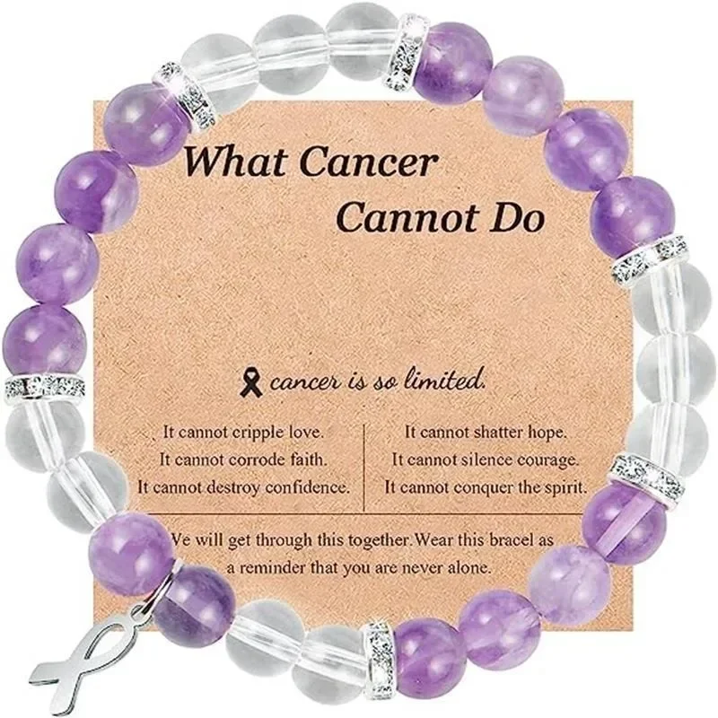 Breast Cancer Awareness Natural Stones Crystal Bracelet Message Card Jewelry fashion bracelet fashion jewelry