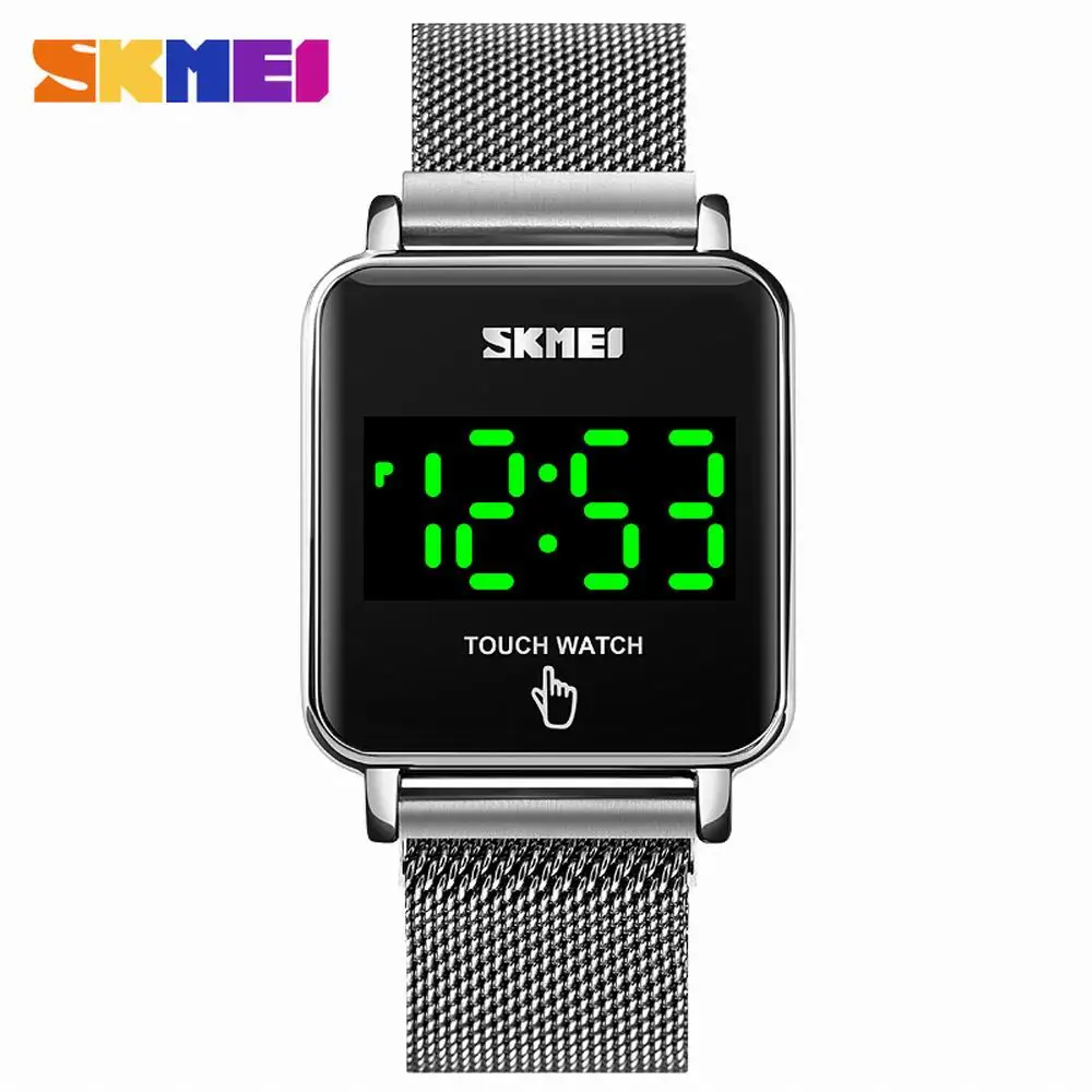 

SKMEI Elegant Women's Touch Watches 2020 Modren LED Bracelets Lady Digital Clock Magnetic Clasp Woman Stainless Steel Watch 1744